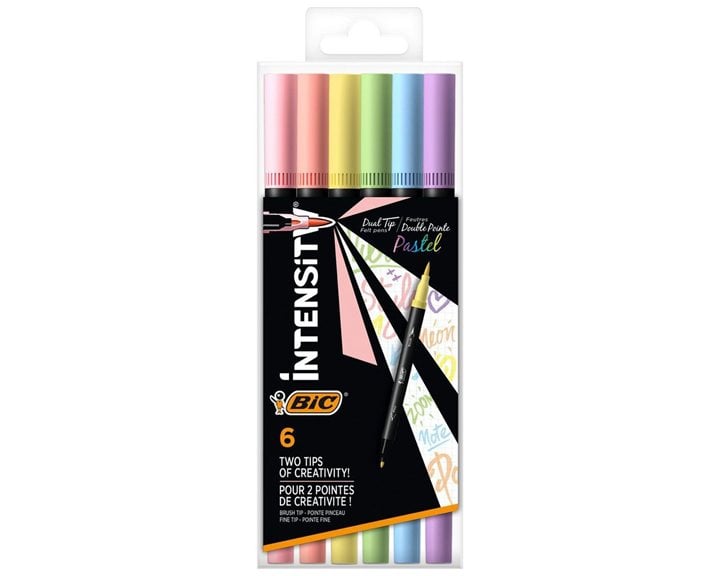 BIC Μαρκαδόροι Ζωγραφικής Intensity Dual Pastel 6 Τεμ.