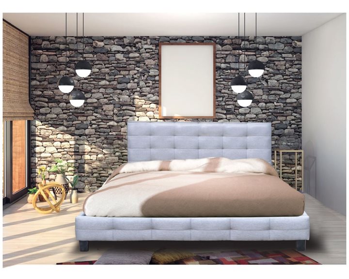 FIDEL Κρεβάτι Διπλό για Στρώμα 180x200cm, Ύφασμα Γκρι Ε8050,4
