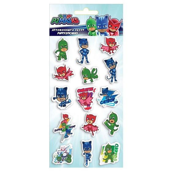 Αυτοκόλλητα Puffy 10x22εκ Pj Masks