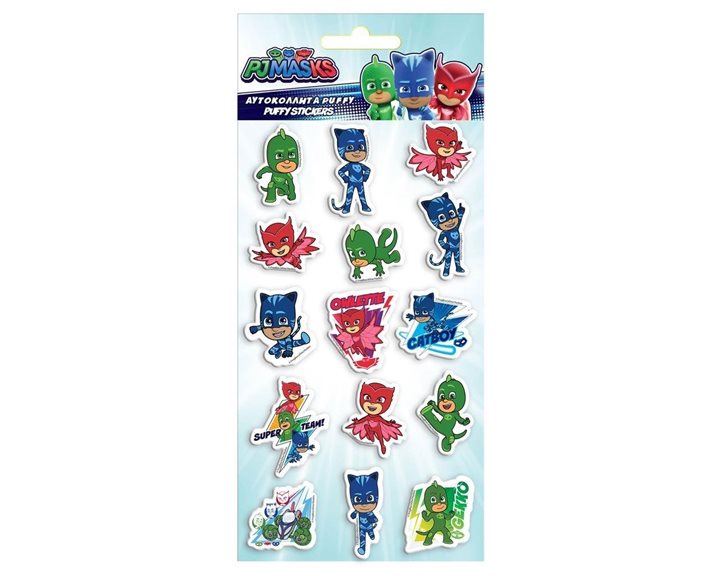 Αυτοκόλλητα Puffy 10x22εκ Pj Masks