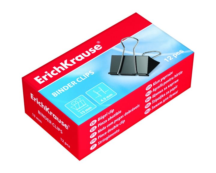 Κλιπ Μεταλλικό ErichKrause 19mm 12Τεμ. Μαύρο 25086