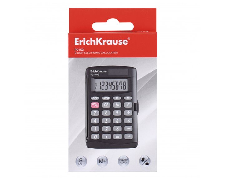 Αριθμομηχανή ErichKrause PC-103 8 Ψηφίων Pocket Classic Black 57520