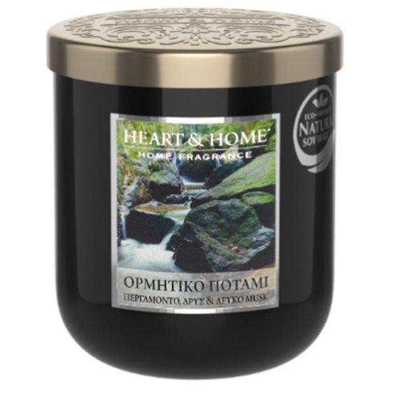 Κερί Αρωματικό Heart & Home Ορμητικό Ποτάμι Ξύλο Κέδρου & White Musk 110g