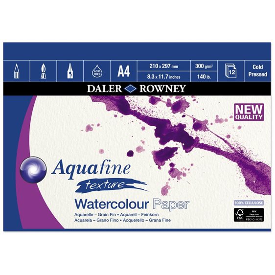 Μπλοκ Daler Rowney Watercolour A4 300gr Aquafine Texture Cold Pressed 403660400