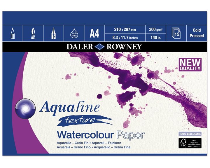 Μπλοκ Daler Rowney Watercolour A4 300gr Aquafine Texture Cold Pressed 403660400
