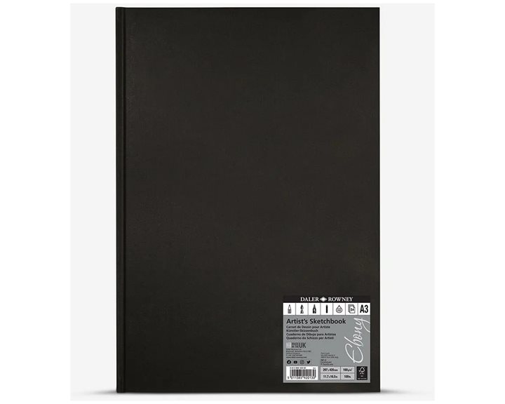 Ebony Hardbound Sketchbook A3 160g