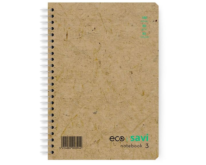 Τετράδιο Σπιράλ Savi Eco B5 80gr 3θ. 180σελ.