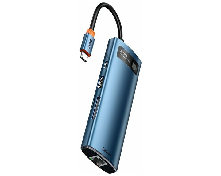 Baseus Hub Adapter 8in1 USB-C to 3x USB 3.0 + HDMI + USB-C PD 4K HD (WKWG000103) (BASWKWG000103)