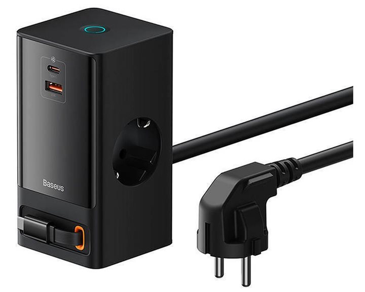 Baseus Wall charger / Powerstrip Power Combo 65W Black (PSLR000301) (BASPSLR000301)