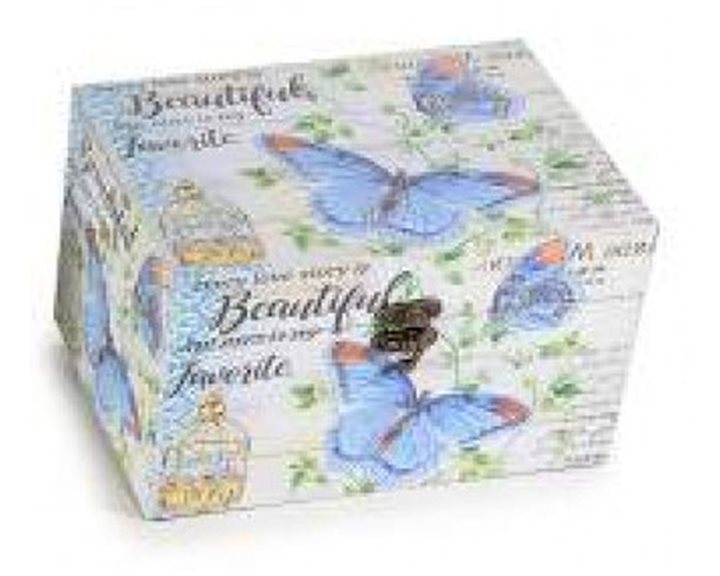 Ξύλινο Κουτί με Μεταλλικό Κούμπωμα 16 x11,5 x9εκ. Butterflies