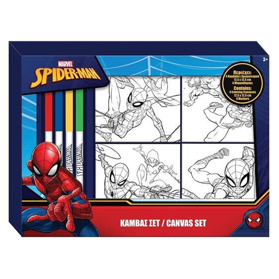 Καμβάς Σετ 4τμχ με 4 Μαρκαδόρους Spiderman