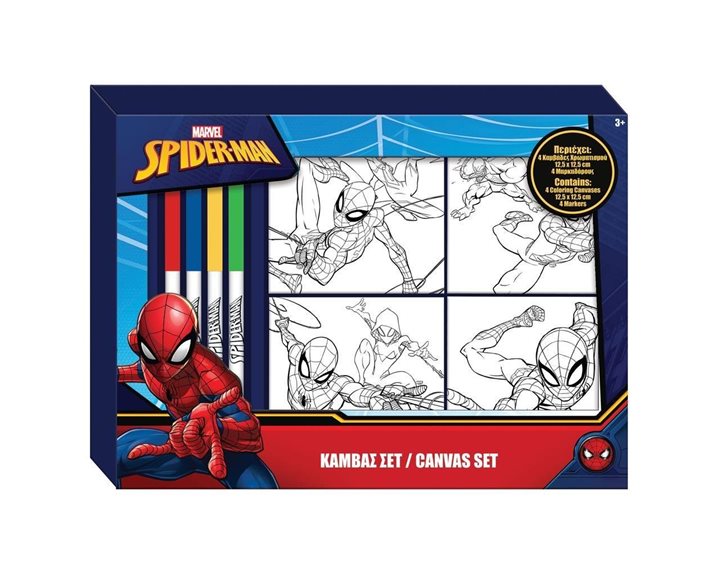 Καμβάς Σετ 4τμχ με 4 Μαρκαδόρους Spiderman