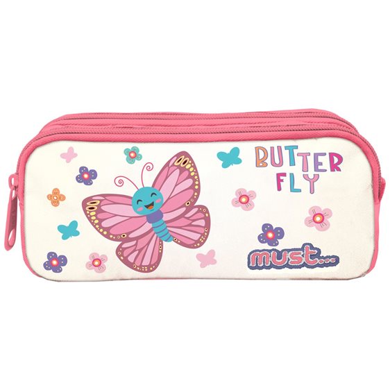 Κασετίνα Must Energy με δύο φερμουάρ 20x6x9cm Butterfly