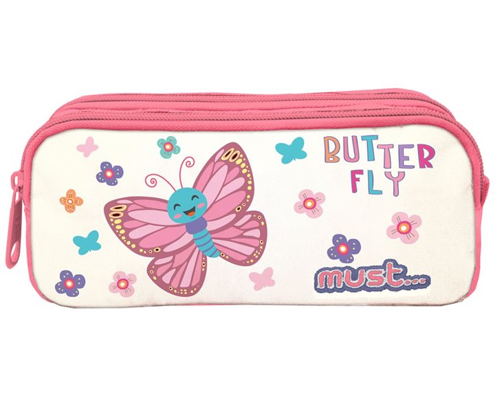 Κασετίνα Must Energy με δύο φερμουάρ 20x6x9cm Butterfly