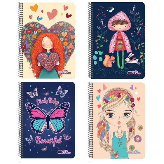 Τετράδιο Σπιράλ Must 17x25 2Θ 60φ Sweety