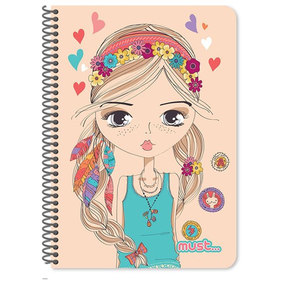 Τετράδιο Σπιράλ Must 17x25 2Θ 60φ Sweety