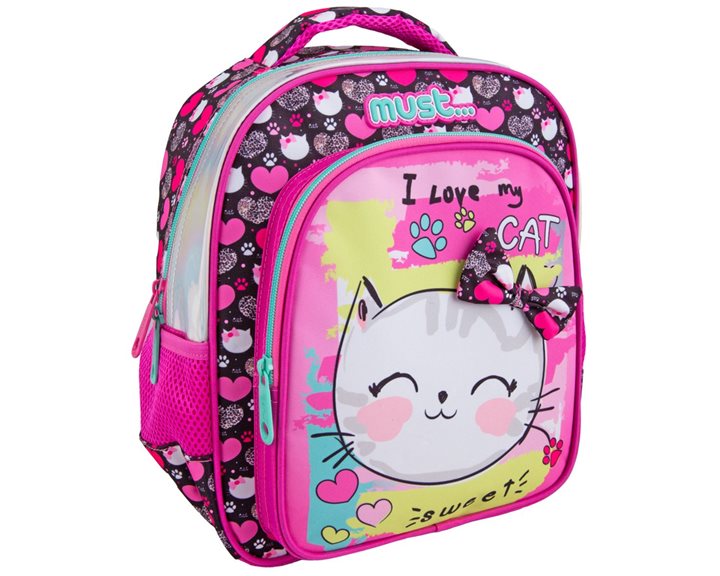 Τσάντα Πλάτης Νηπίου Must 27x10x31 2 Θήκες Cute Cat