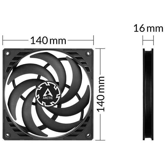 Arctic P14 PWM PST – 140mm Pressure Optimized Case Fan | Slim Profile | PWM Controlled Speed PST