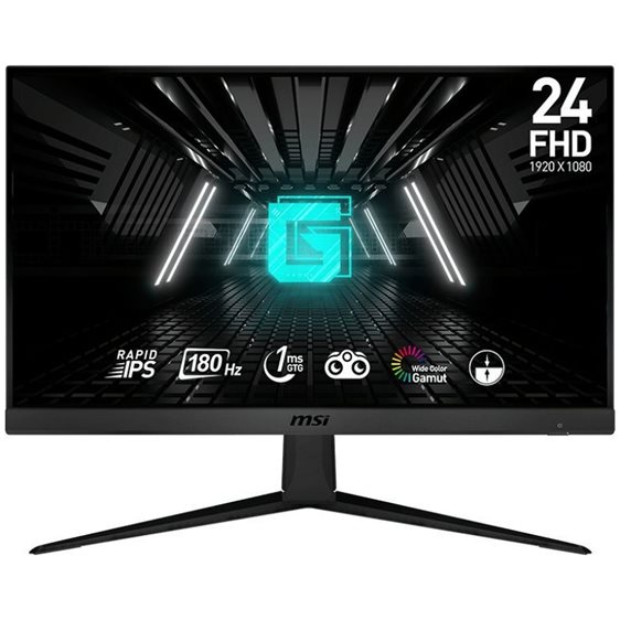 MSI MONITOR GAMING G2412F, FLAT IPS FHD, 24", 16:9, 300CD/M2, 1000:1, 1MS, 180Hz, 1920x1080, 2XHDMI/DISPLAY PORT/EARPHONE OUT, TILT, BLACK, 3YW.
