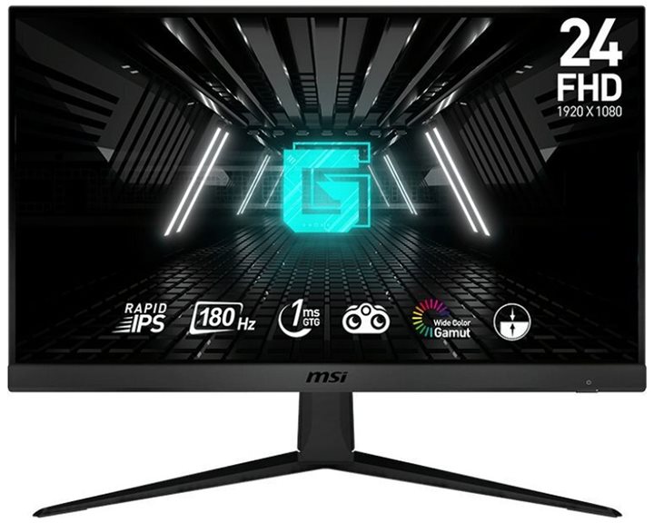 MSI MONITOR GAMING G2412F, FLAT IPS FHD, 24", 16:9, 300CD/M2, 1000:1, 1MS, 180Hz, 1920x1080, 2XHDMI/DISPLAY PORT/EARPHONE OUT, TILT, BLACK, 3YW.