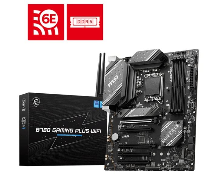 MSI MB B760 GAMING PLUS WIFI, SOCKET INTEL LGA1700 14th/13th/12th GEN CPU, CS INTEL B760, 4 DIMM SOCKETS DDR5, DP/HDMI, PCI-E GEN 4.0, 2.5G LAN, WIFI6E, ATX, 3YW