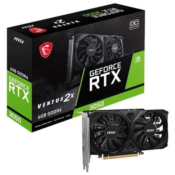 MSI VGA PCI-E NVIDIA GF RTX 3050 VENTUS 2X 6G OC, 6GB/96BIT, GDDR6, 2xHDMI/1xDISPLAY PORT, DUAL FAN, 2 SLOT FANSINK, 3YW.