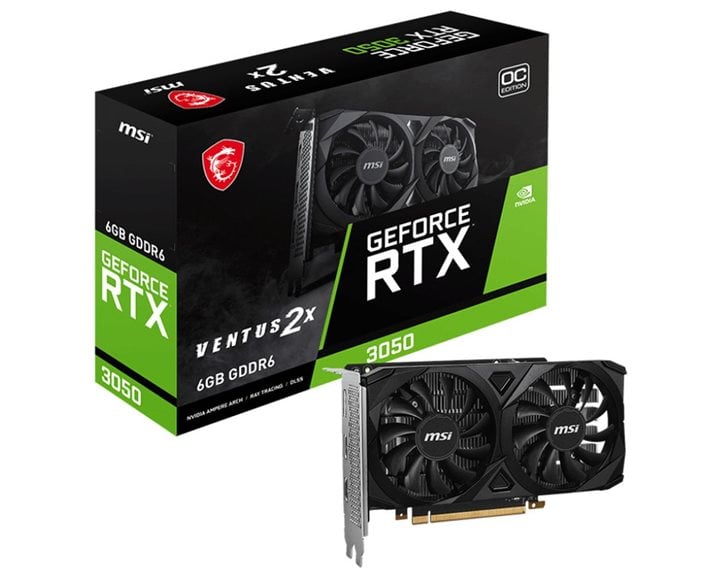 MSI VGA PCI-E NVIDIA GF RTX 3050 VENTUS 2X 6G OC, 6GB/96BIT, GDDR6, 2xHDMI/1xDISPLAY PORT, DUAL FAN, 2 SLOT FANSINK, 3YW.