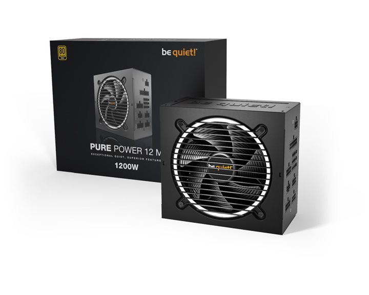 BeQuiet Psu Pure Power 12M 1200W Bn346, Gold Certified, Modular Cables, Silent Optimized 12 Cm Fan, 10Yw. Bn346