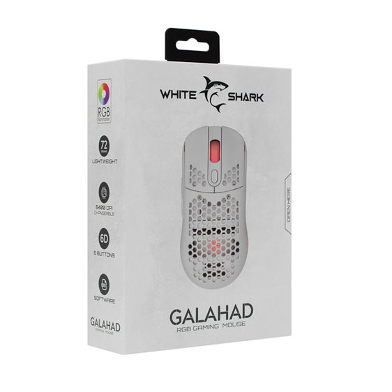 WHITE SHARK MOUSE GM-5007 GALAHAD 6400dpi WHITE
