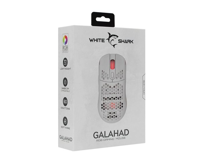 WHITE SHARK MOUSE GM-5007 GALAHAD 6400dpi WHITE