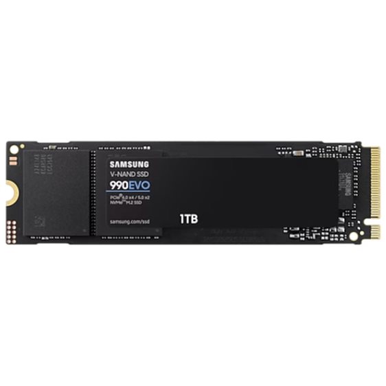 SAMSUNG SSD M.2 NVMe PCI-E GEN4 1TB MZ-V9E1T0BW SERIES 990 EVO, M.2 2280, NVMe PCI-E GEN4x4, READ 5000MB/s, WRITE 4200MB/s, 5YW. MZ-V9E1T0BW