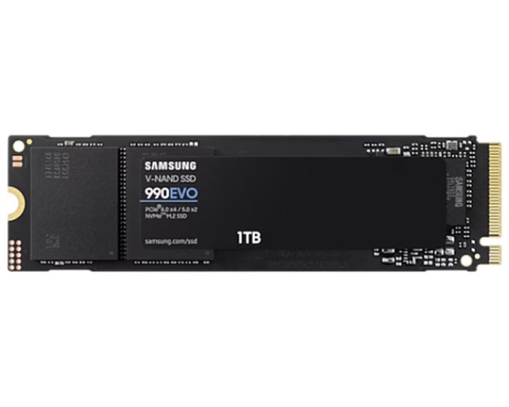 SAMSUNG SSD M.2 NVMe PCI-E GEN4 1TB MZ-V9E1T0BW SERIES 990 EVO, M.2 2280, NVMe PCI-E GEN4x4, READ 5000MB/s, WRITE 4200MB/s, 5YW. MZ-V9E1T0BW
