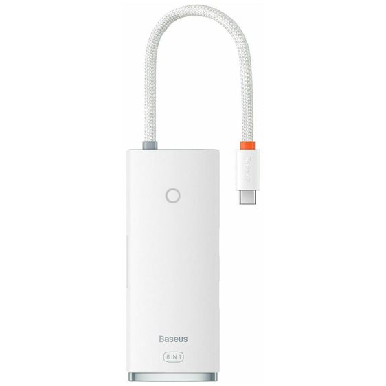 Baseus Hub 6in1 Lite Series, USB-C to 2x USB 3.0 + HDMI + USB-C + TF/SD (white) (WKQX050002) (BASWKQX050002)