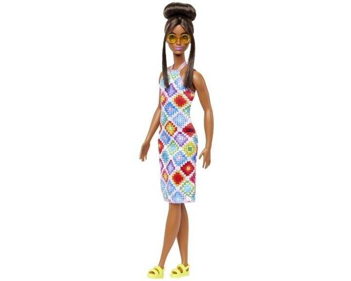 Mattel Barbie Fashionistas Doll 210 Brown Hair In Bun Fashionista - Diamond Crochet FBR37 / HJT07