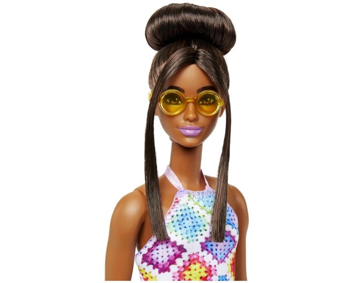 Mattel Barbie Fashionistas Doll 210 Brown Hair In Bun Fashionista - Diamond Crochet FBR37 / HJT07