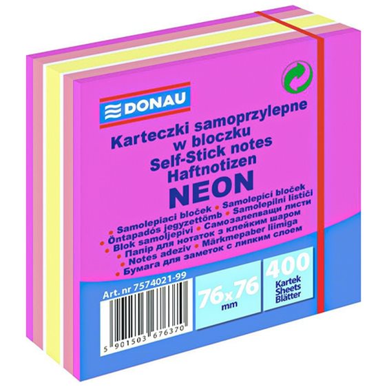 Κύβος Αυτοκόλητος Donau Neon Ροζ 76x76mm 6χρωμ. 400φ.7574021-99