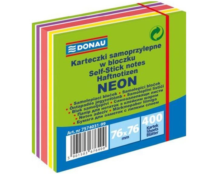 Κύβος Αυτοκόλητος Donau Neon Πράσινο76x76mm 6χρωμ. 400φ.7574031-99