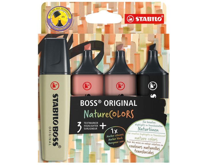 Μαρκαδόροι Υπογράμμισης Stabilo Boss Set 4τμχ Nature 70/4-2-3