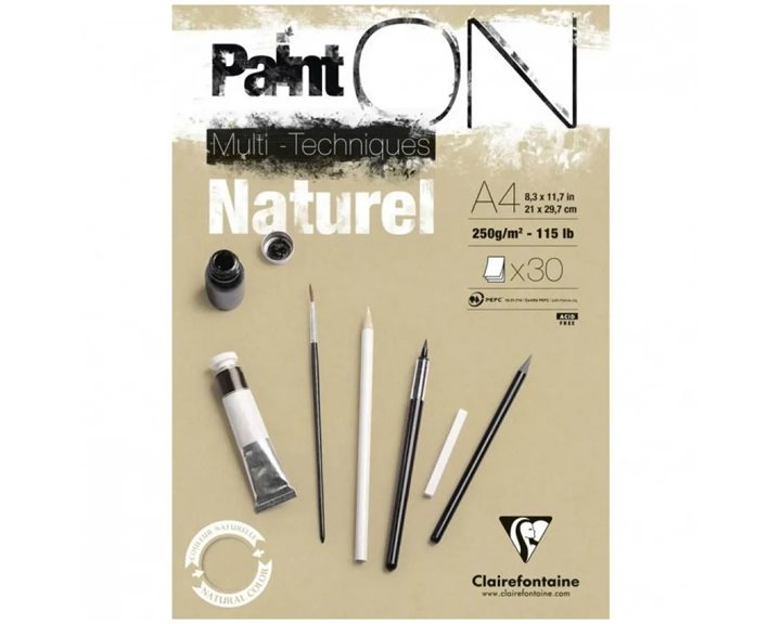 Μπλοκ Mix Media Clairefontaine PaintON Naturel 30 φύλλων A4 (21x29,7cm) 250gr