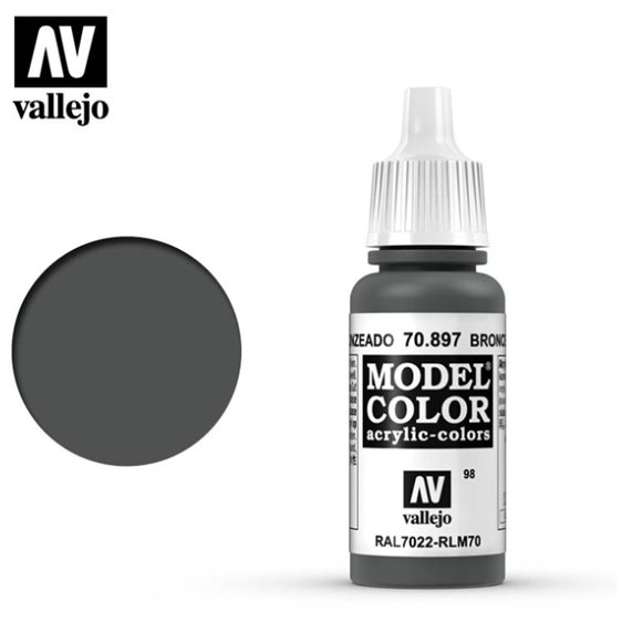 Model color acrylic paint -Vallejo 17ml -Bronze green 70897