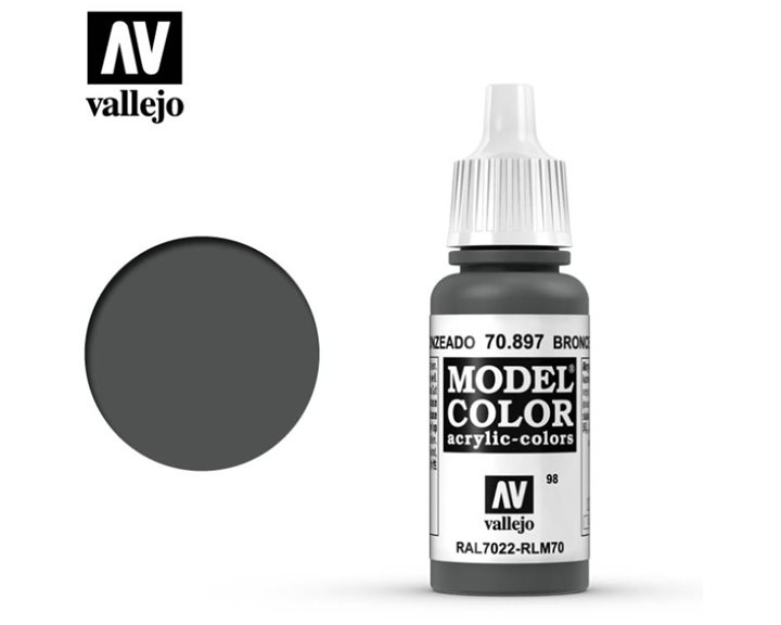 Model color acrylic paint -Vallejo 17ml -Bronze green 70897