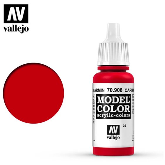 Model color acrylic paint -Vallejo 17ml - Carmine red 70908