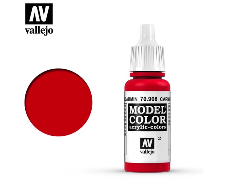 Model color acrylic paint -Vallejo 17ml - Carmine red 70908
