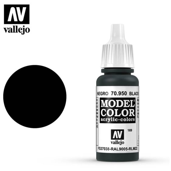 Model color acrylic paint -Vallejo 17ml - Black 70950