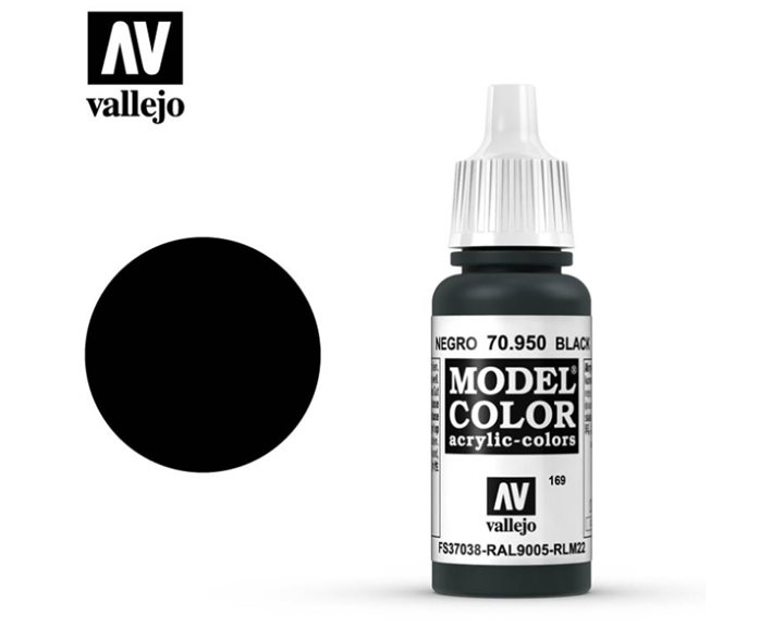 Model color acrylic paint -Vallejo 17ml - Black 70950