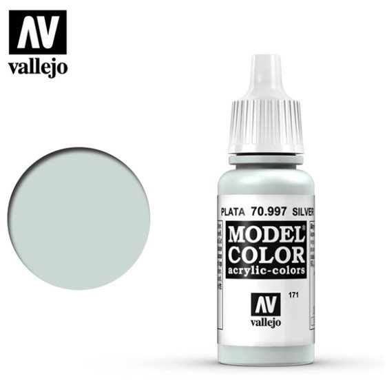 Model color acrylic paint -Vallejo 17ml - Silver 70997