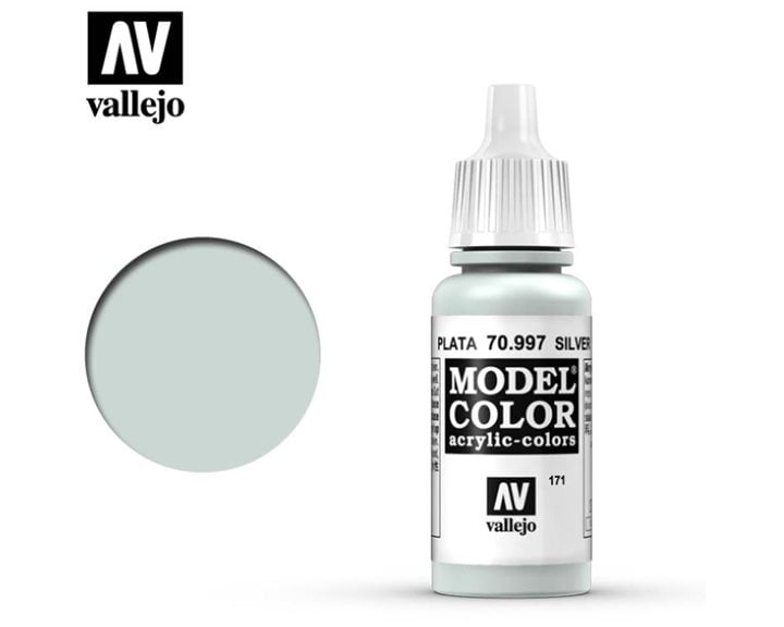 Model color acrylic paint -Vallejo 17ml - Silver 70997