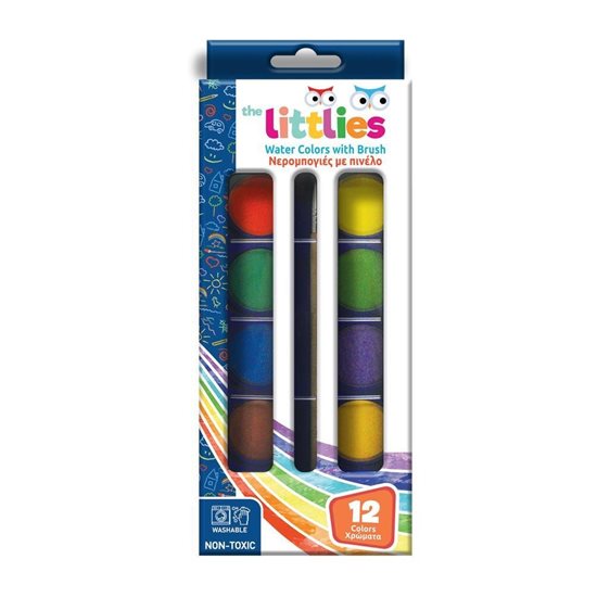 The Littlies Νερομπογιές με Πινέλο Οβάλ The Littlies 12χρώματα 000646087