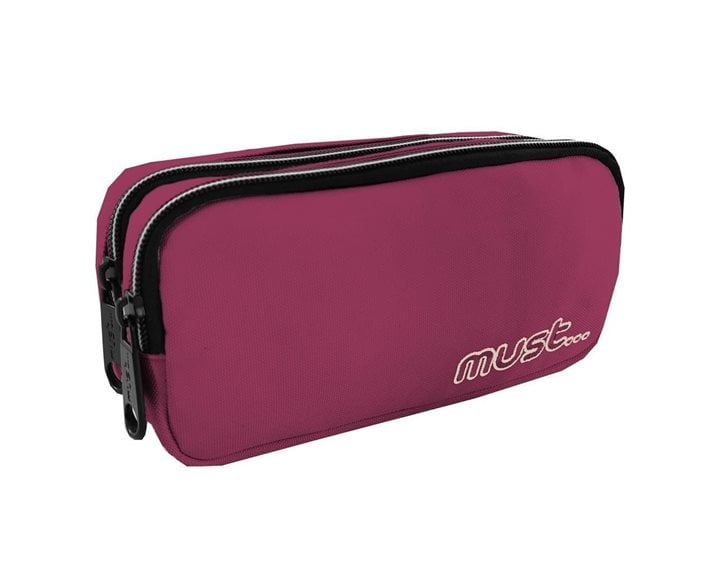 Κασετίνα Must Monochrome Plus με δύο φερμουάρ Monochrome Μπορντό 20x6x9cm