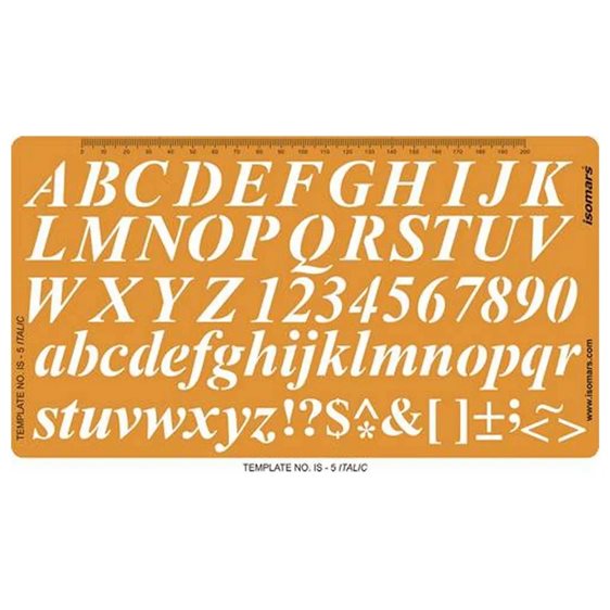 Isomars Στενσιλ Italics Γραμμάτων, Αριθμών & Συμβόλων Σαμπλον